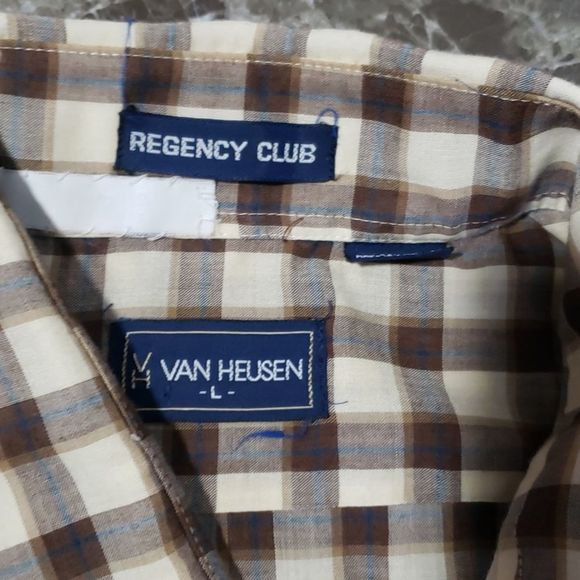 Van Heusen 🎯 Brown & Cream Colored Flannel - Picture 4 of 6